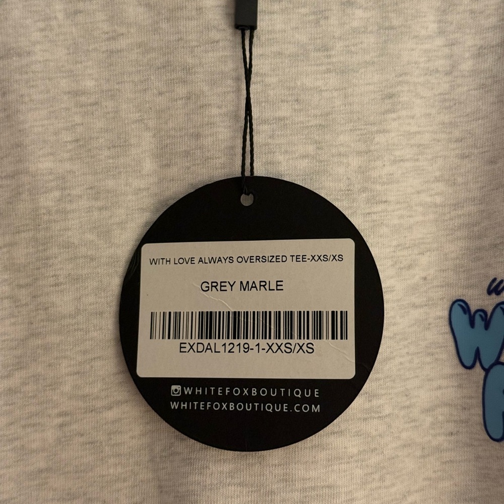 White Fox Boutique With Love Always Oversized Tee Grey Marle 100% Cotton - Picture 14 of 14